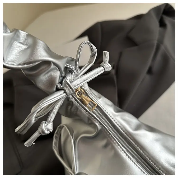White Pleated Shoulder Bag for Women — feature 10