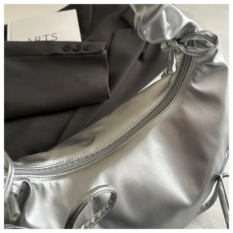 White Pleated Shoulder Bag for Women — feature 11