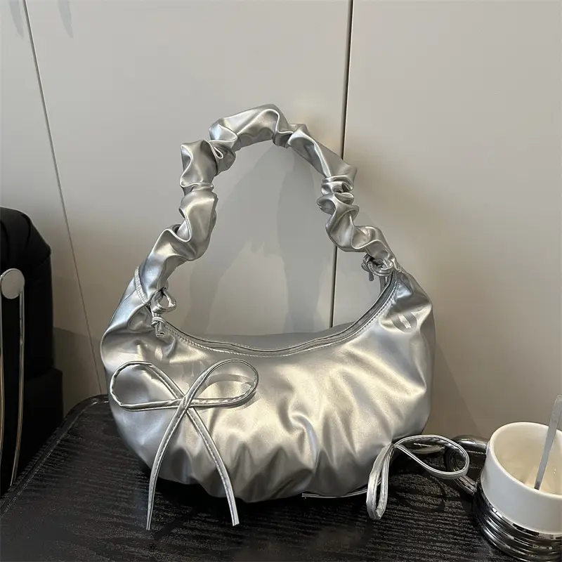 White Pleated Shoulder Bag for Women — feature 19
