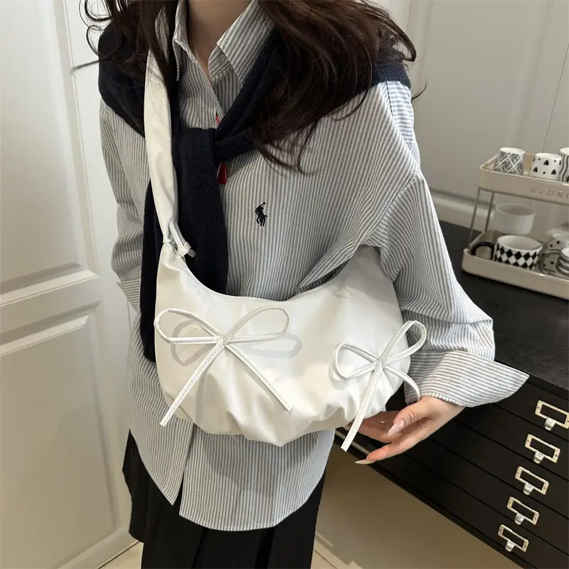 White Pleated Shoulder Bag for Women — feature 2