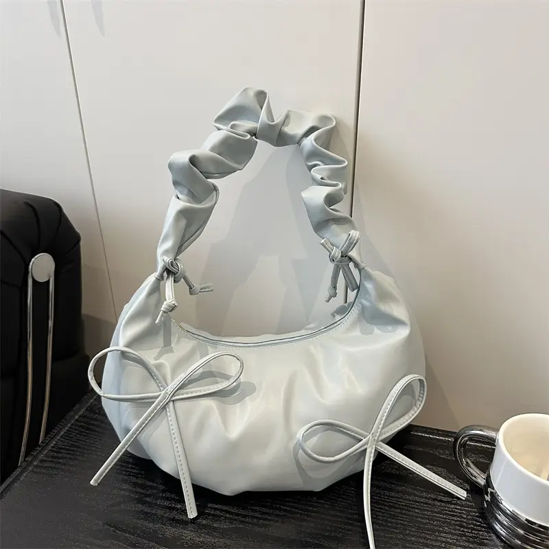 White Pleated Shoulder Bag for Women — feature 20