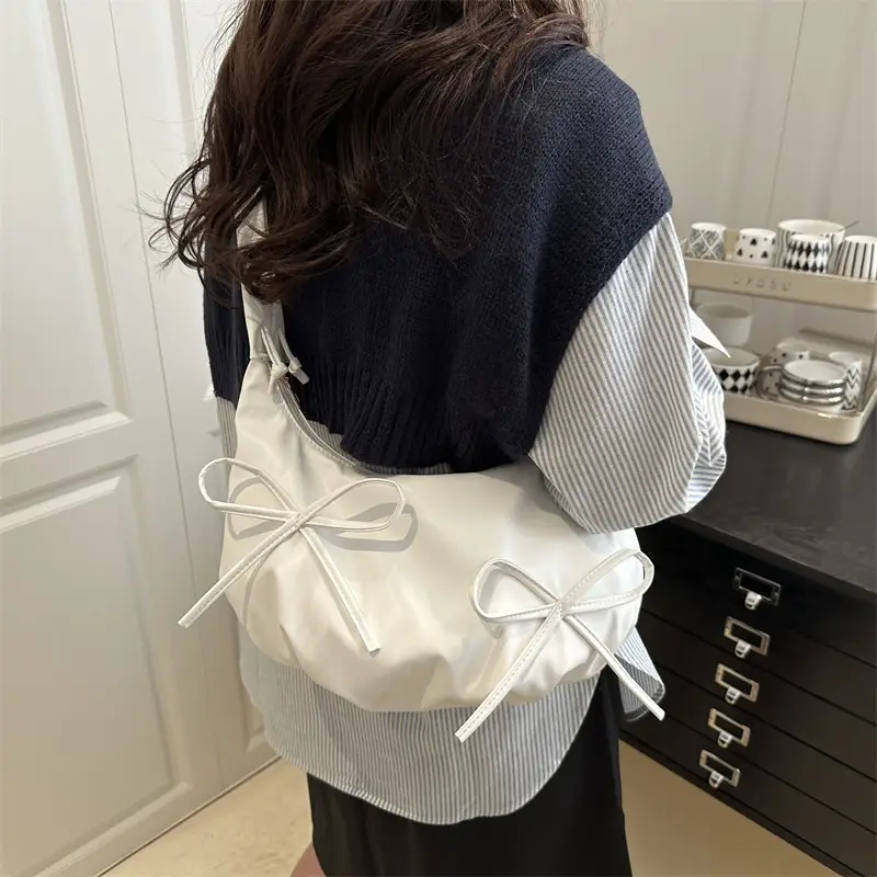 White Pleated Shoulder Bag for Women — feature 21