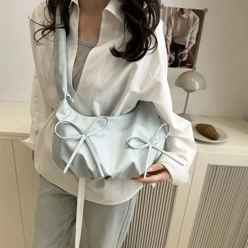 White Pleated Shoulder Bag for Women — feature 23