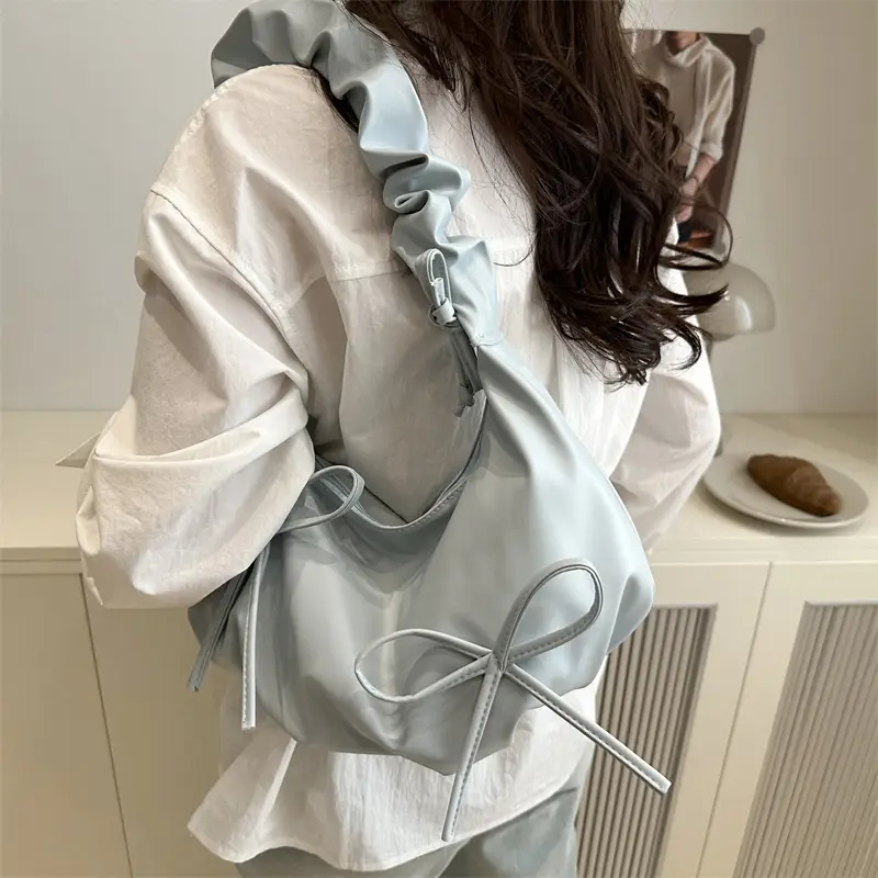 White Pleated Shoulder Bag for Women — feature 25