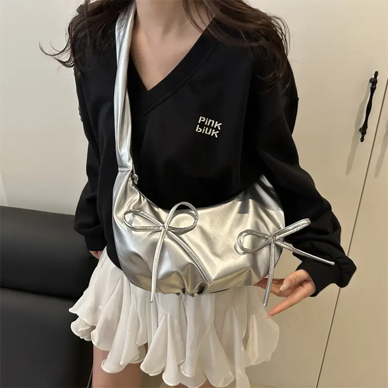 White Pleated Shoulder Bag for Women — feature 26