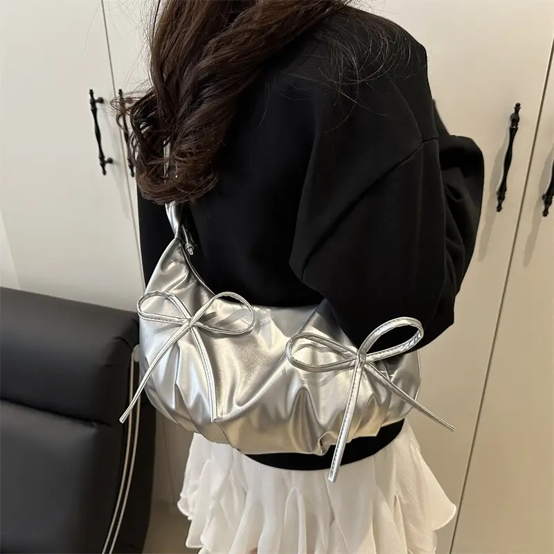 White Pleated Shoulder Bag for Women — feature 27