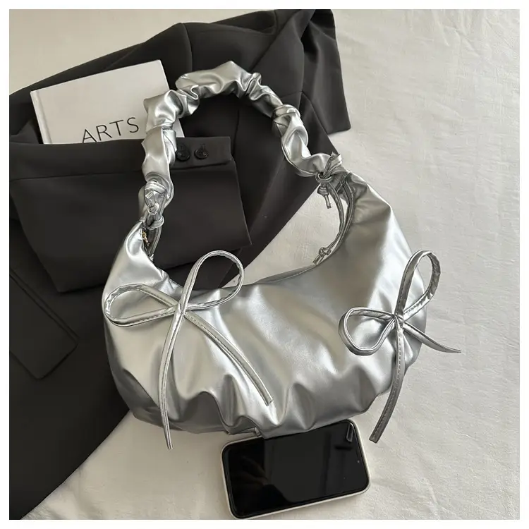 White Pleated Shoulder Bag for Women — feature 5