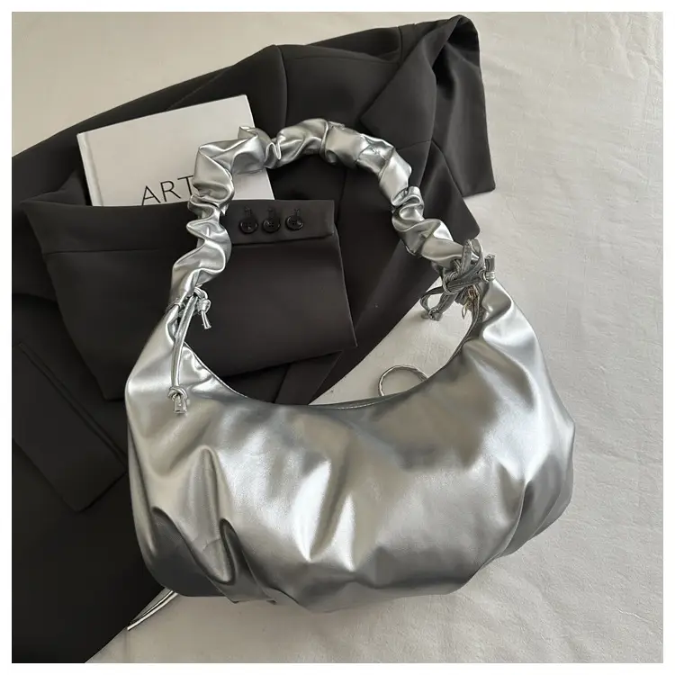 White Pleated Shoulder Bag for Women — feature 6