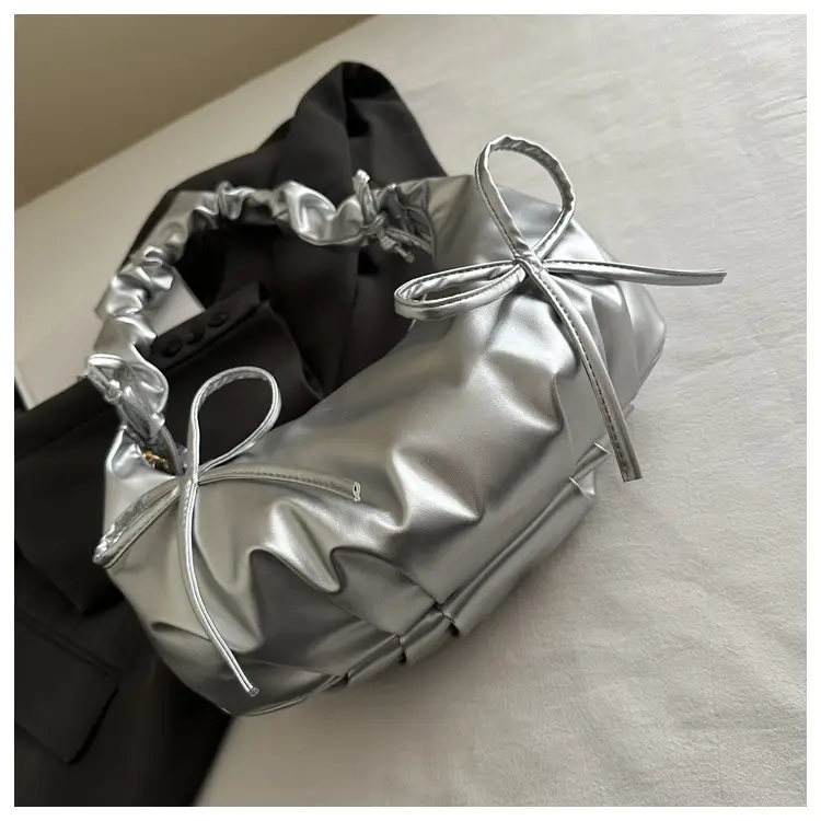 White Pleated Shoulder Bag for Women — feature 8