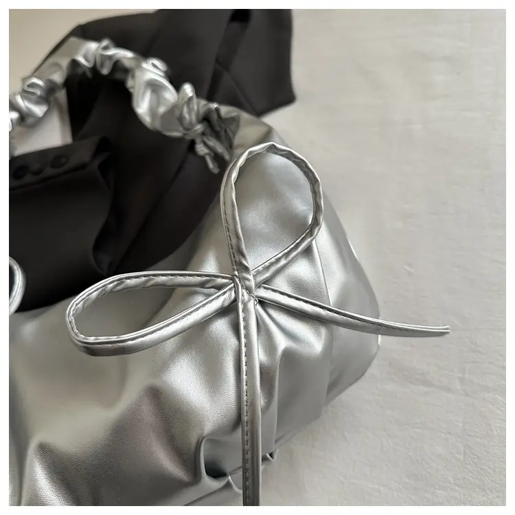 White Pleated Shoulder Bag for Women — feature 9