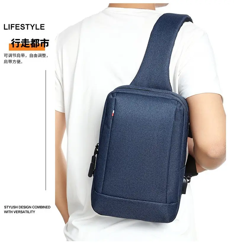 Men's Black Waterproof Cross-Border Logo Chest Bag — feature 17