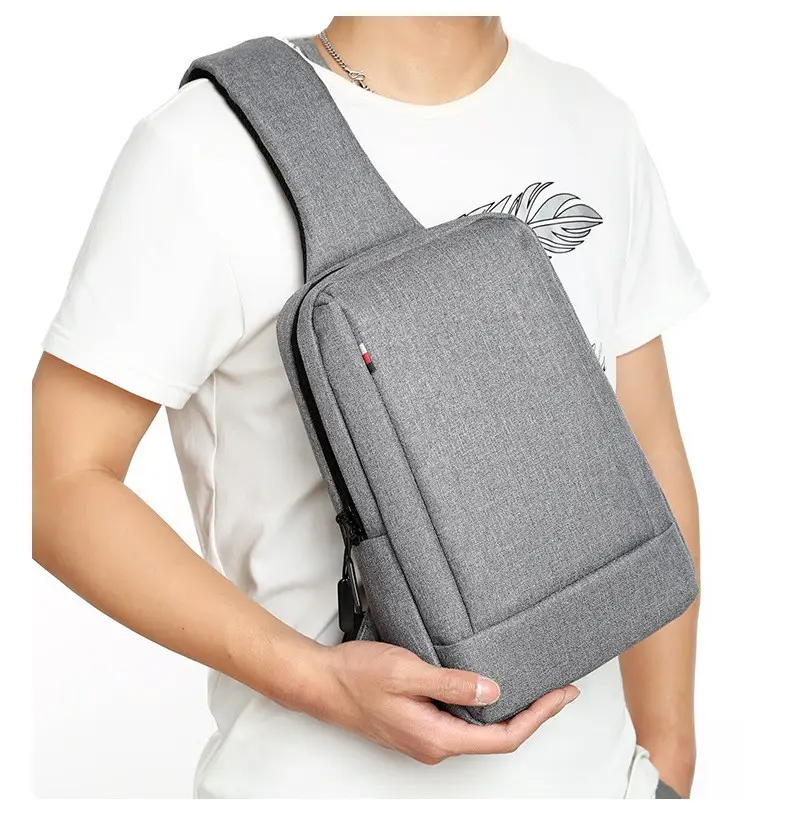 Men's Black Waterproof Cross-Border Logo Chest Bag — feature 18