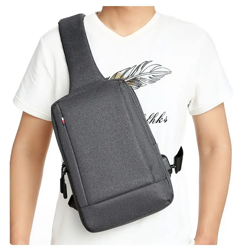 Men's Black Waterproof Cross-Border Logo Chest Bag — feature 19