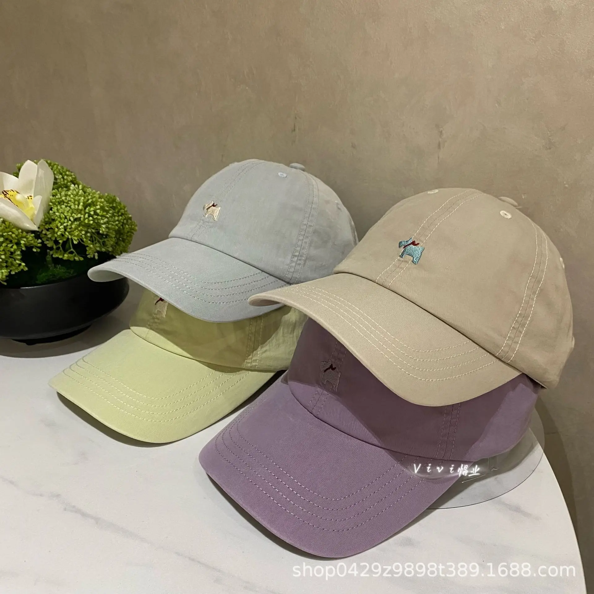 Purple Embroidered Baseball Cap for Women Spring Summer