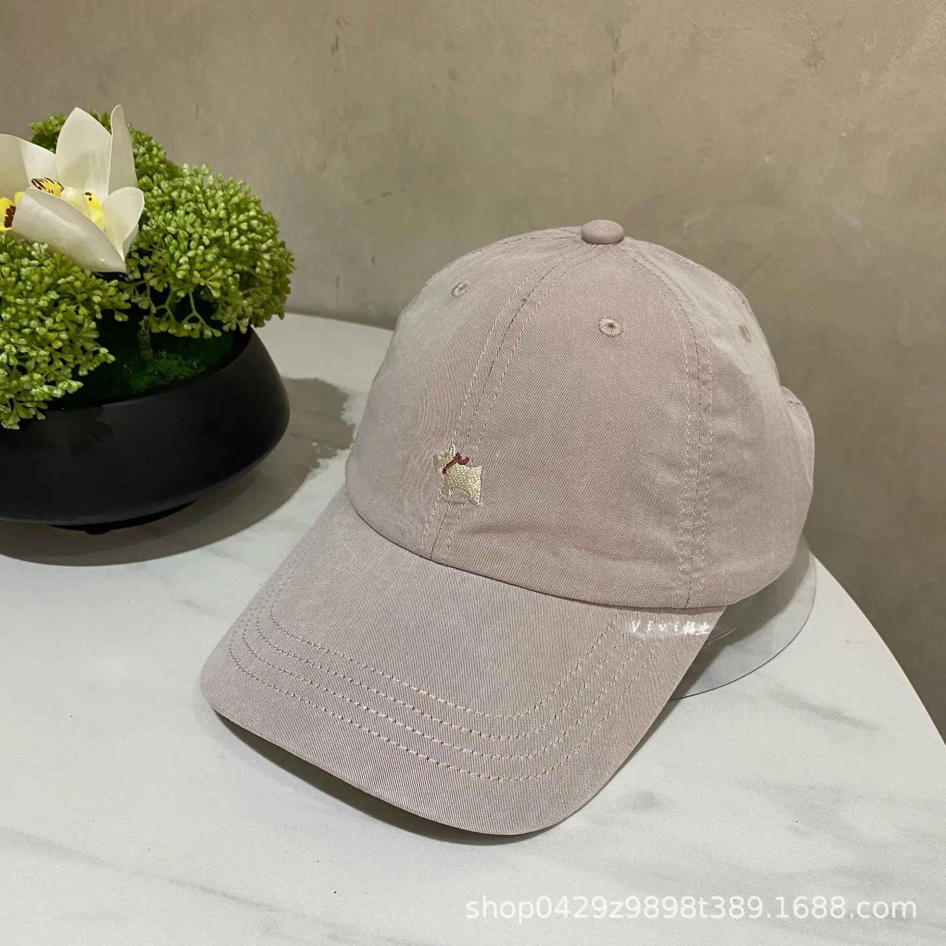 Purple Embroidered Baseball Cap for Women Spring Summer