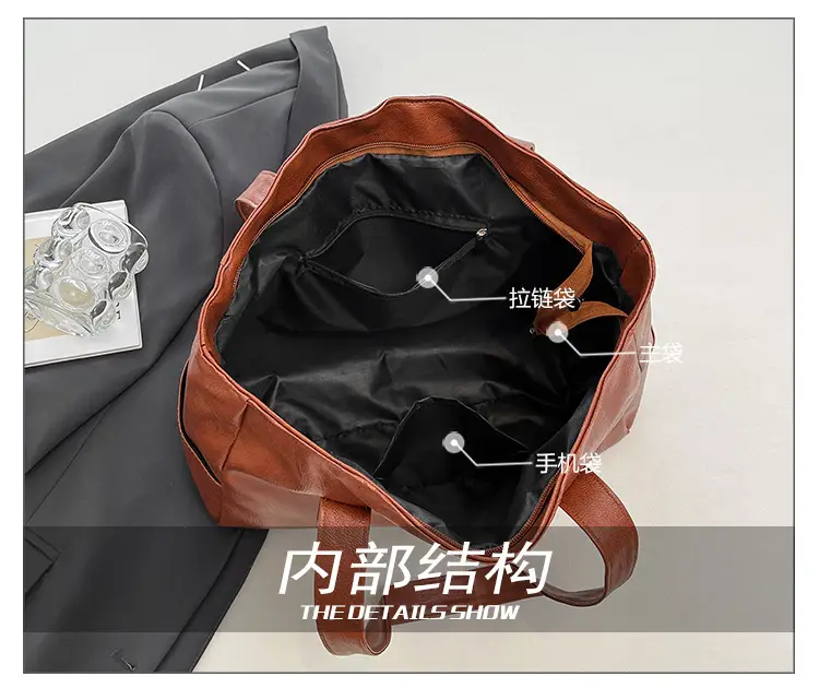 Red Leather Vintage Shoulder Bag Large Capacity 2025 — feature 9