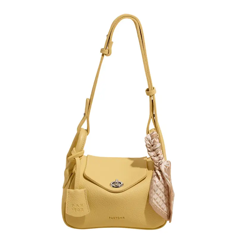 Women's Yellow Textured Shoulder Crossbody Bag - Image 2