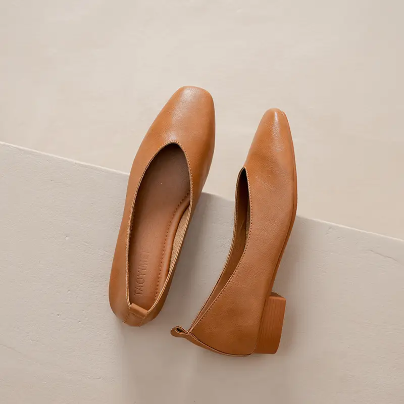 Soft Leather Mom Shoes for Women, Soft Leather Flat Shoes, Spring New Style, Versatile Soft Sole Comfortable Granny Shoes, Women's Shallow Work Shoes