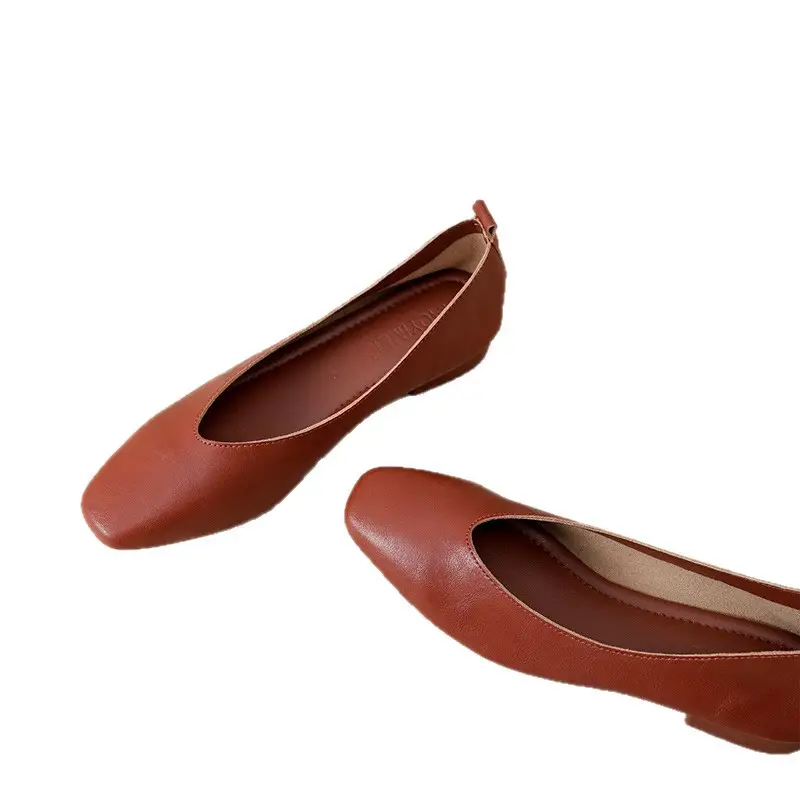 Soft Leather Mom Shoes for Women, Soft Leather Flat Shoes, Spring New Style, Versatile Soft Sole Comfortable Granny Shoes, Women's Shallow Work Shoes