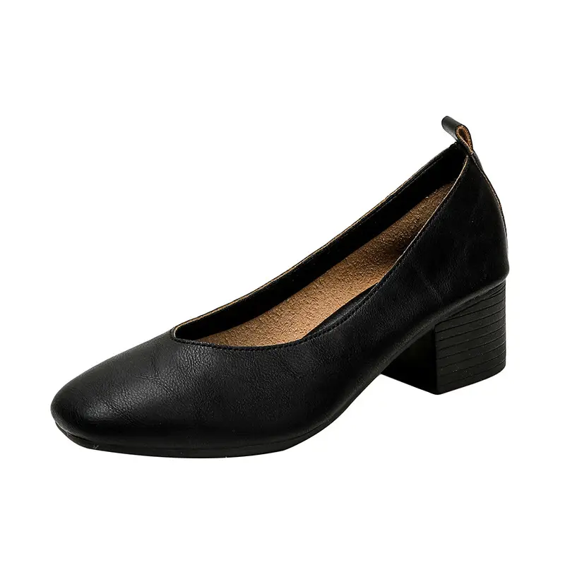 Soft Leather Mom Shoes for Women, Soft Leather Flat Shoes, Spring New Style, Versatile Soft Sole Comfortable Granny Shoes, Women's Shallow Work Shoes