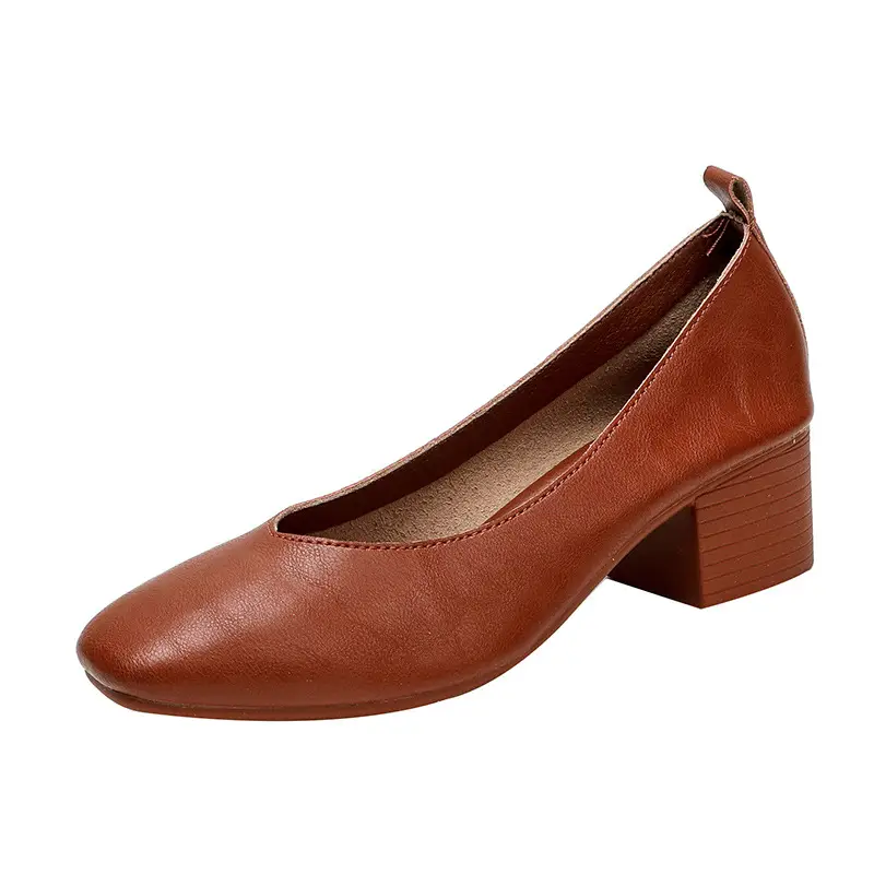Soft Leather Mom Shoes for Women, Soft Leather Flat Shoes, Spring New Style, Versatile Soft Sole Comfortable Granny Shoes, Women's Shallow Work Shoes