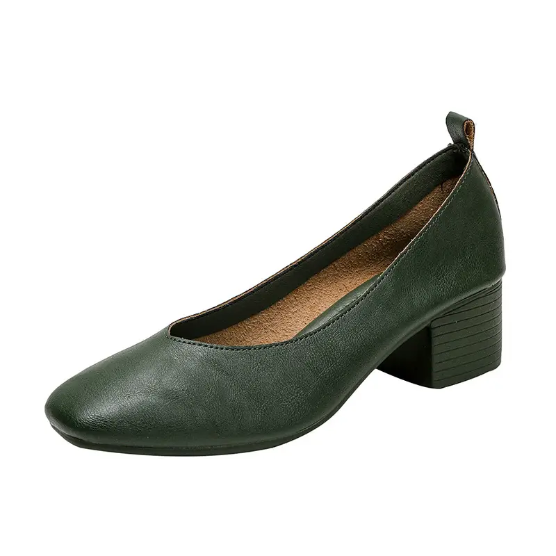 Soft Leather Mom Shoes for Women, Soft Leather Flat Shoes, Spring New Style, Versatile Soft Sole Comfortable Granny Shoes, Women's Shallow Work Shoes