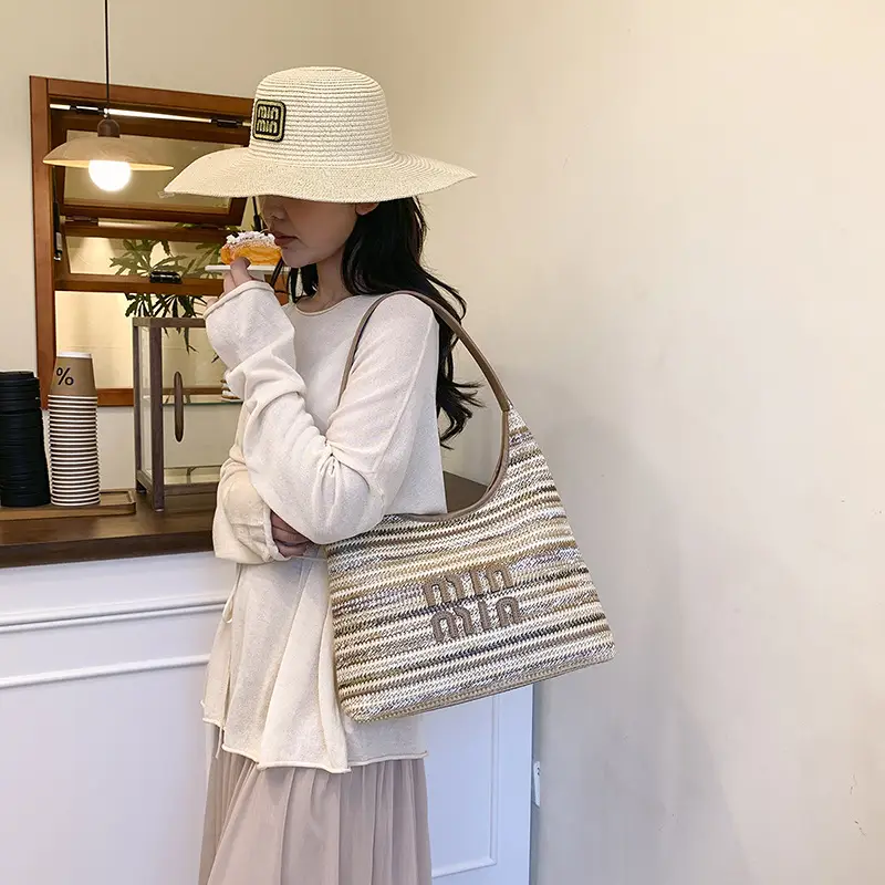 New Colorful Woven Straw Shoulder Bag Large Capacity - Image 6