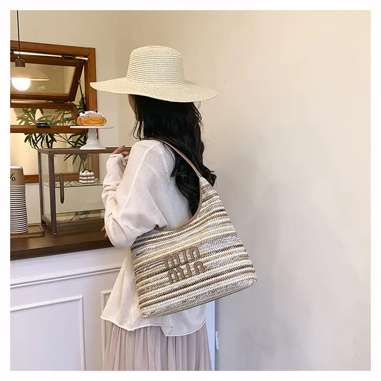 New Colorful Woven Straw Shoulder Bag Large Capacity — feature 12