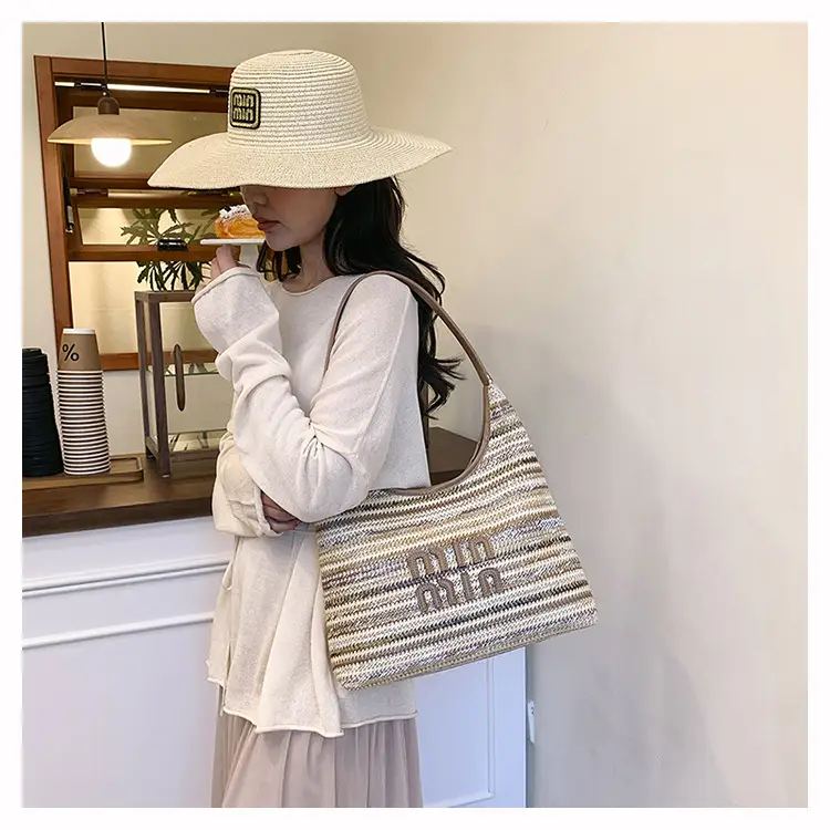 New Colorful Woven Straw Shoulder Bag Large Capacity — feature 14