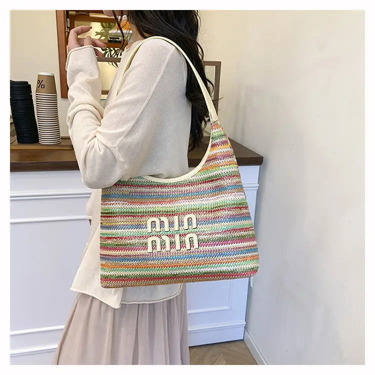 New Colorful Woven Straw Shoulder Bag Large Capacity — feature 15