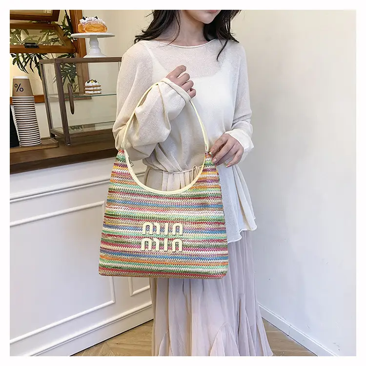 New Colorful Woven Straw Shoulder Bag Large Capacity — feature 16