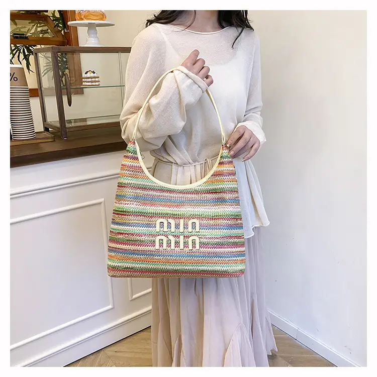 New Colorful Woven Straw Shoulder Bag Large Capacity — feature 17