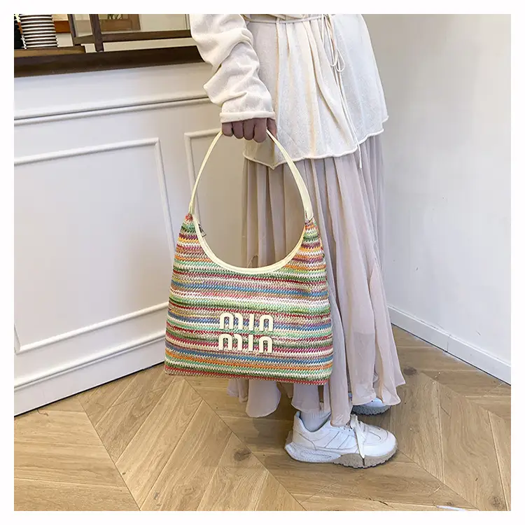 New Colorful Woven Straw Shoulder Bag Large Capacity — feature 18