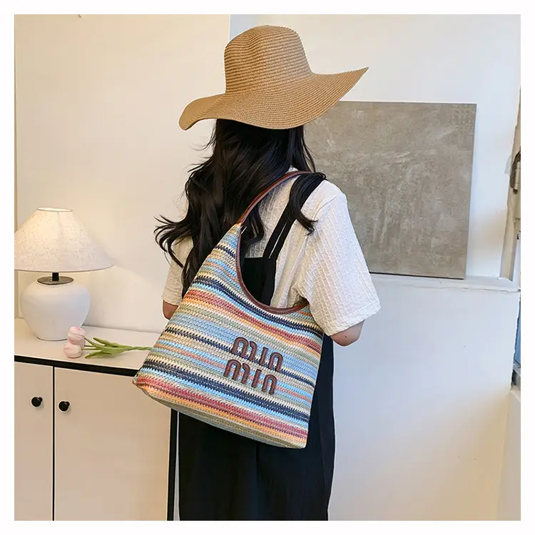 New Colorful Woven Straw Shoulder Bag Large Capacity — feature 21