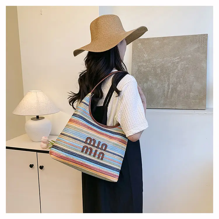 New Colorful Woven Straw Shoulder Bag Large Capacity — feature 22