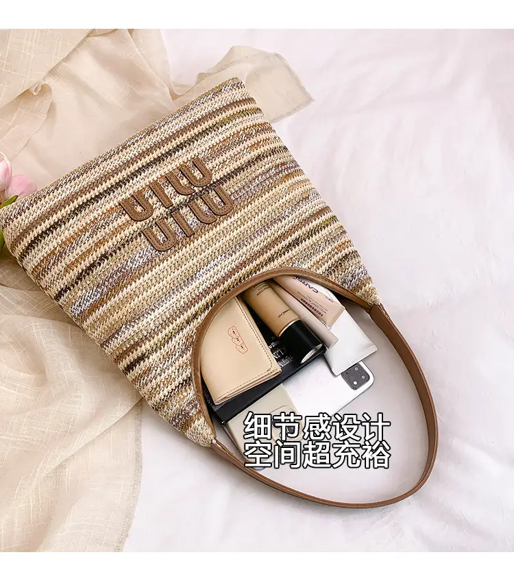 New Colorful Woven Straw Shoulder Bag Large Capacity — feature 9