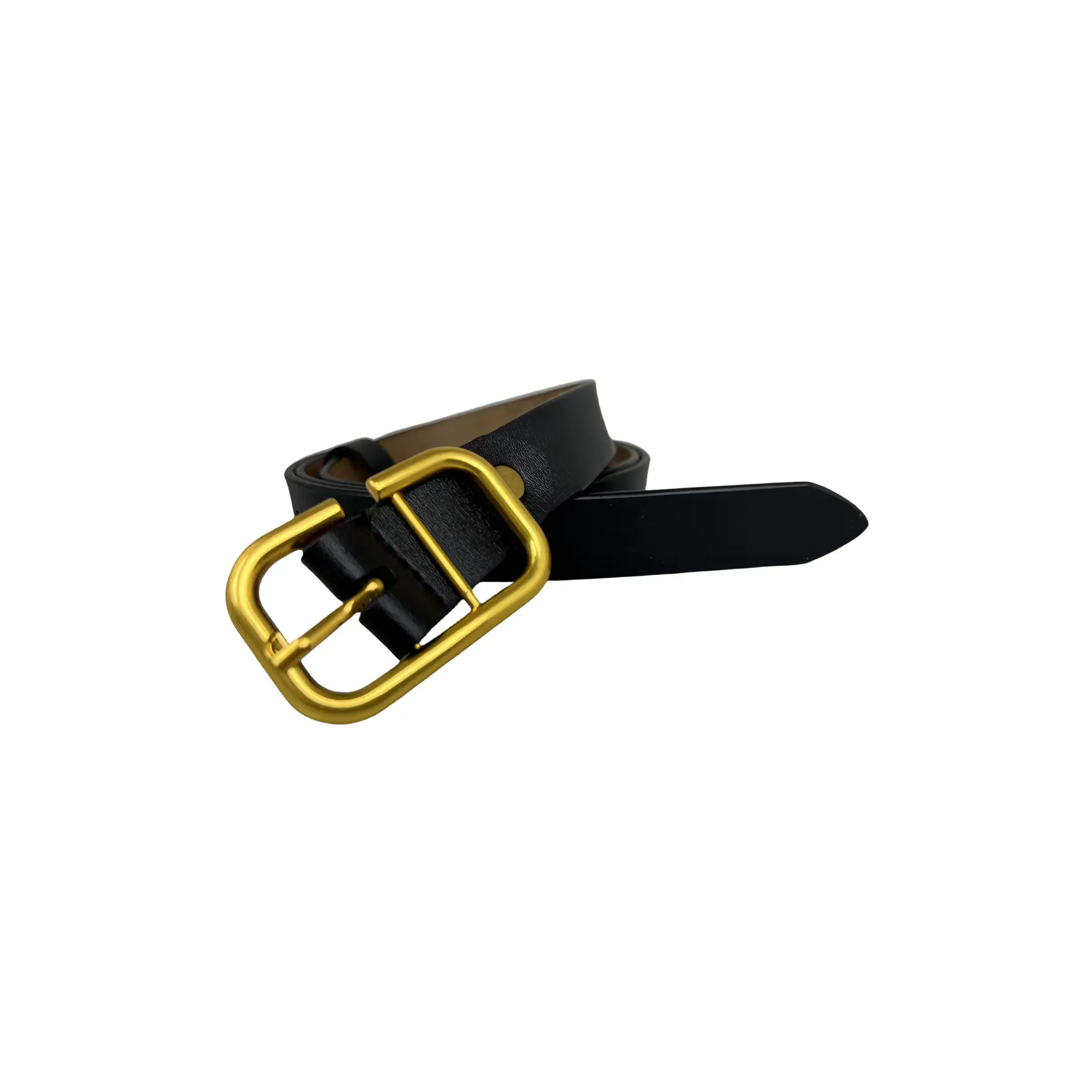 Women's Genuine Leather Pin Buckle Belt Black — feature 2