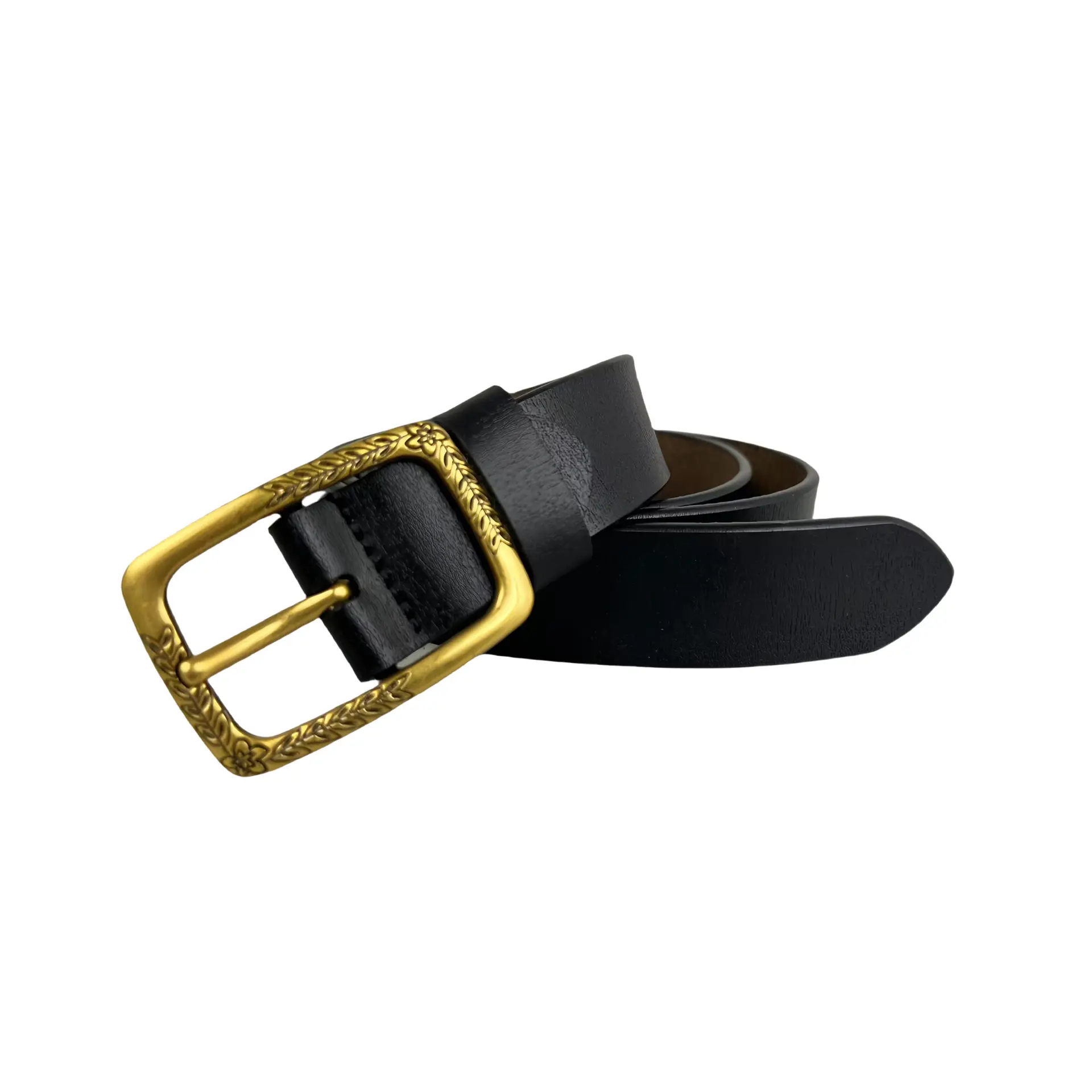 Women's Genuine Leather Pin Buckle Belt Black — feature 20