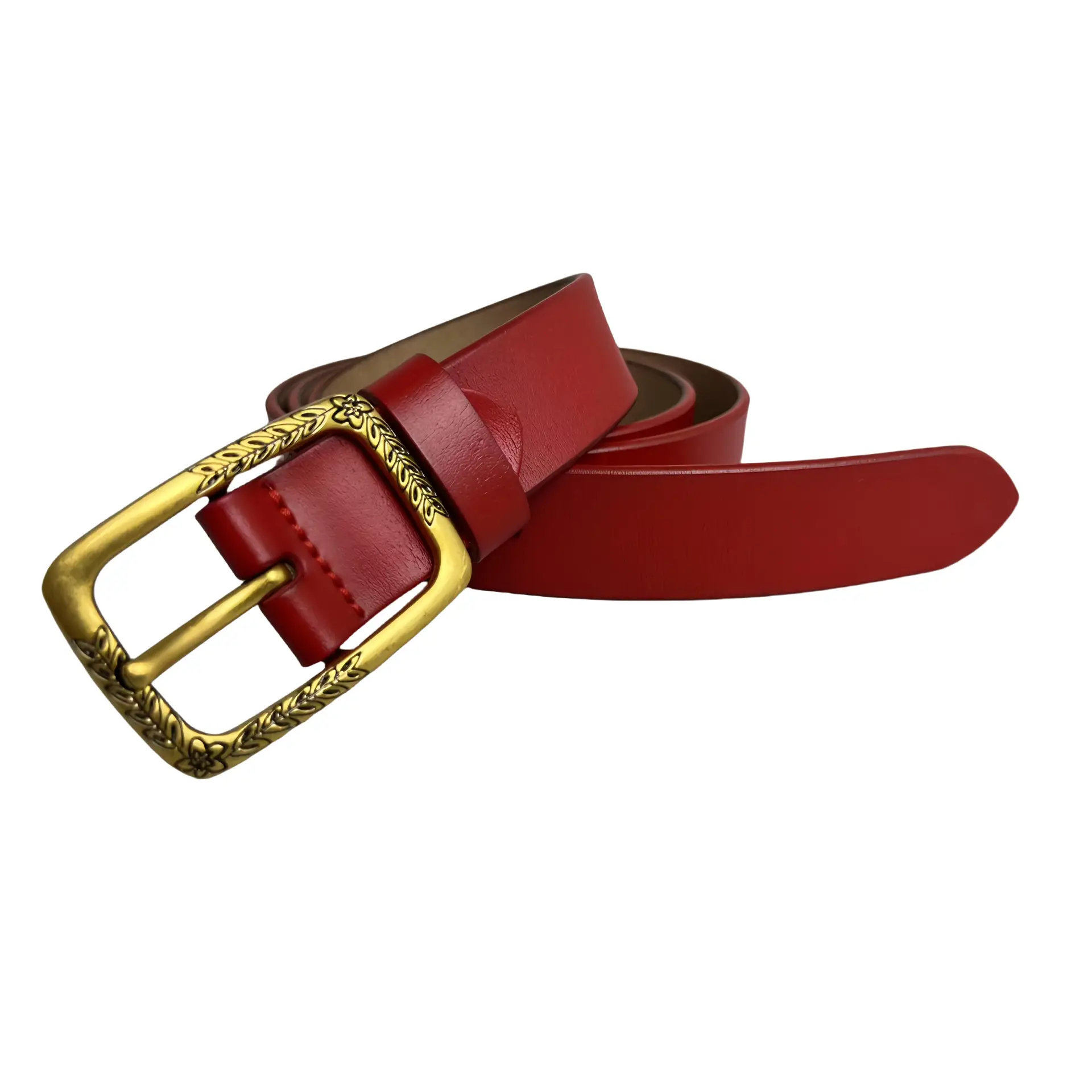 Women's Genuine Leather Pin Buckle Belt Black — feature 25