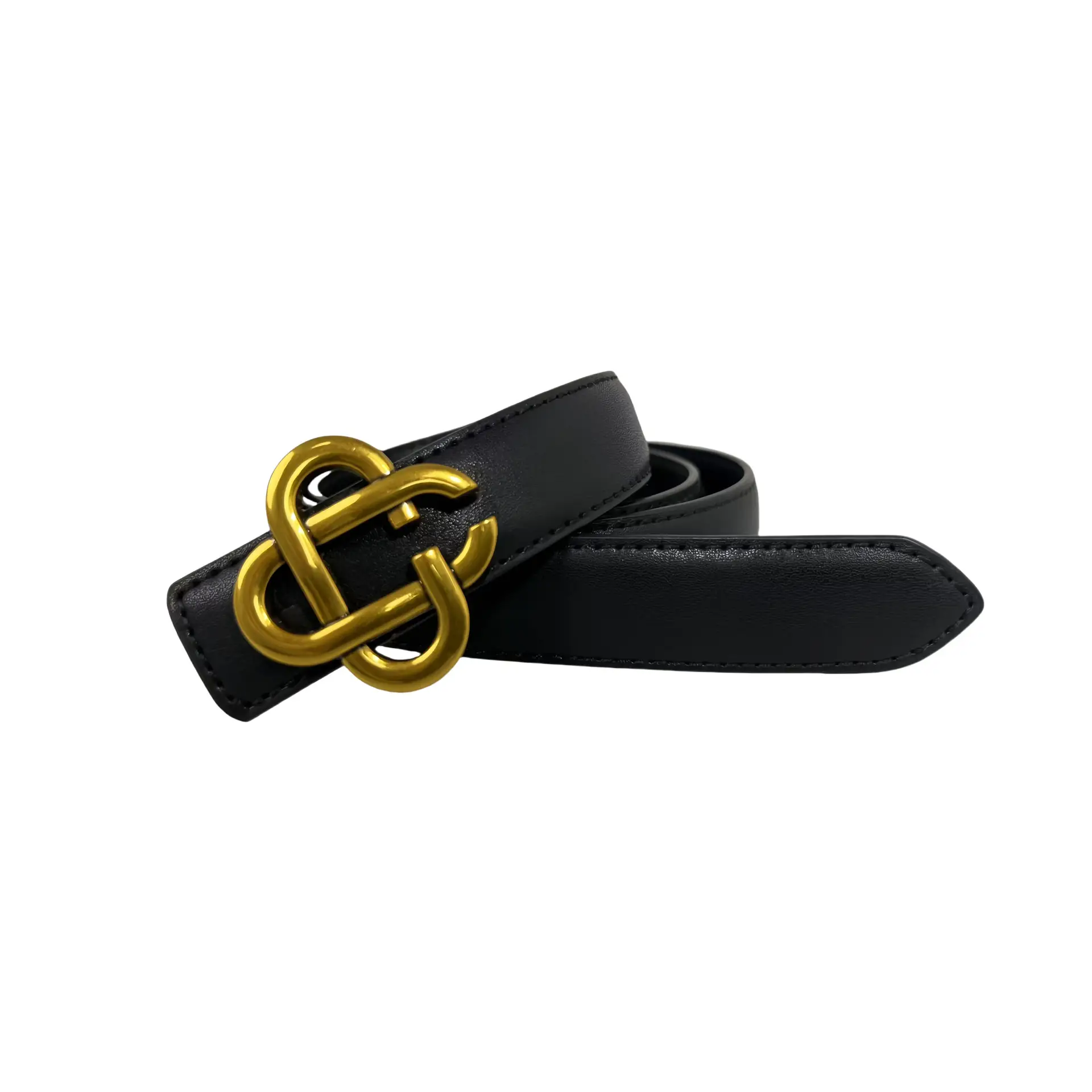 Women's Genuine Leather Pin Buckle Belt Black — feature 4