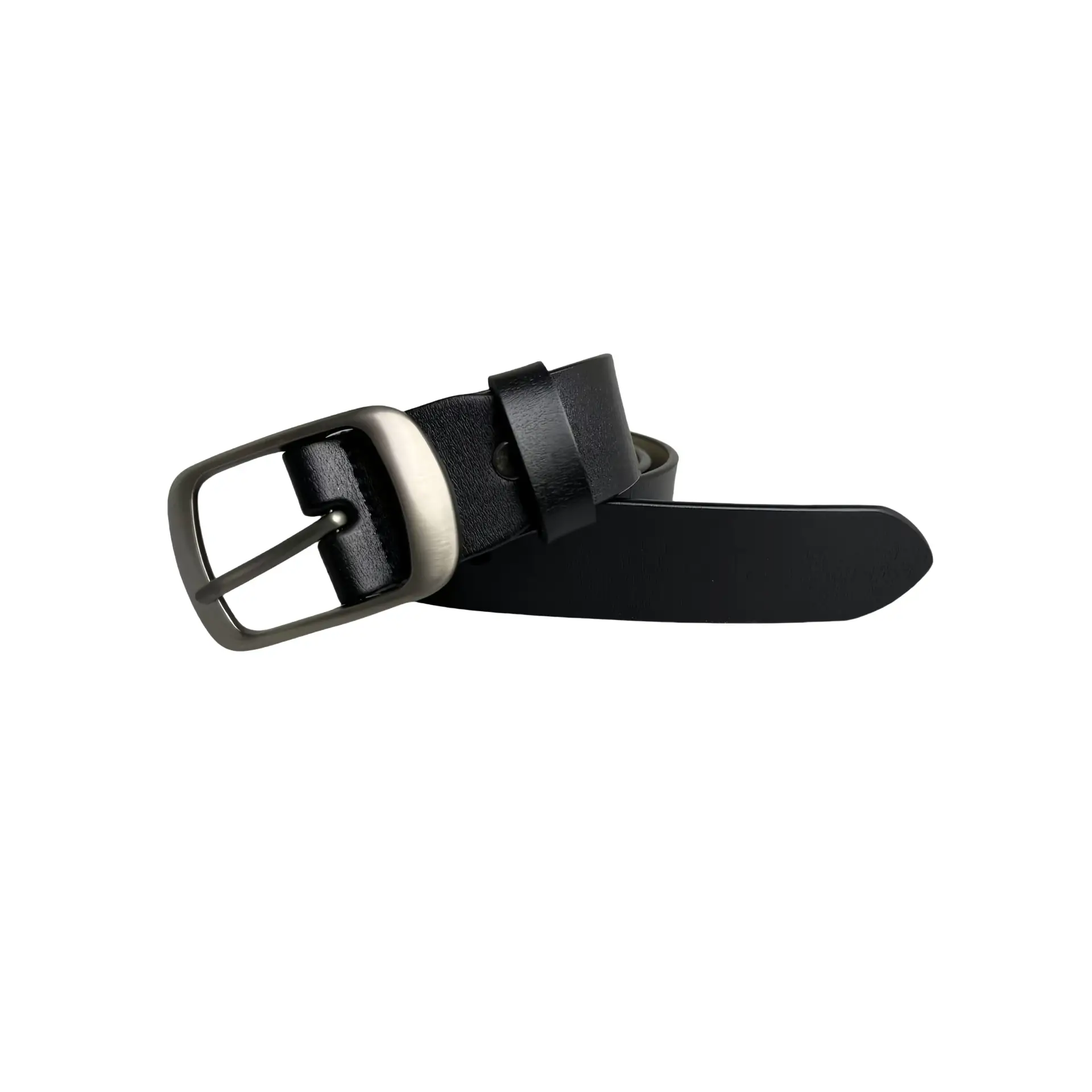 Women's Genuine Leather Pin Buckle Belt Black — feature 8