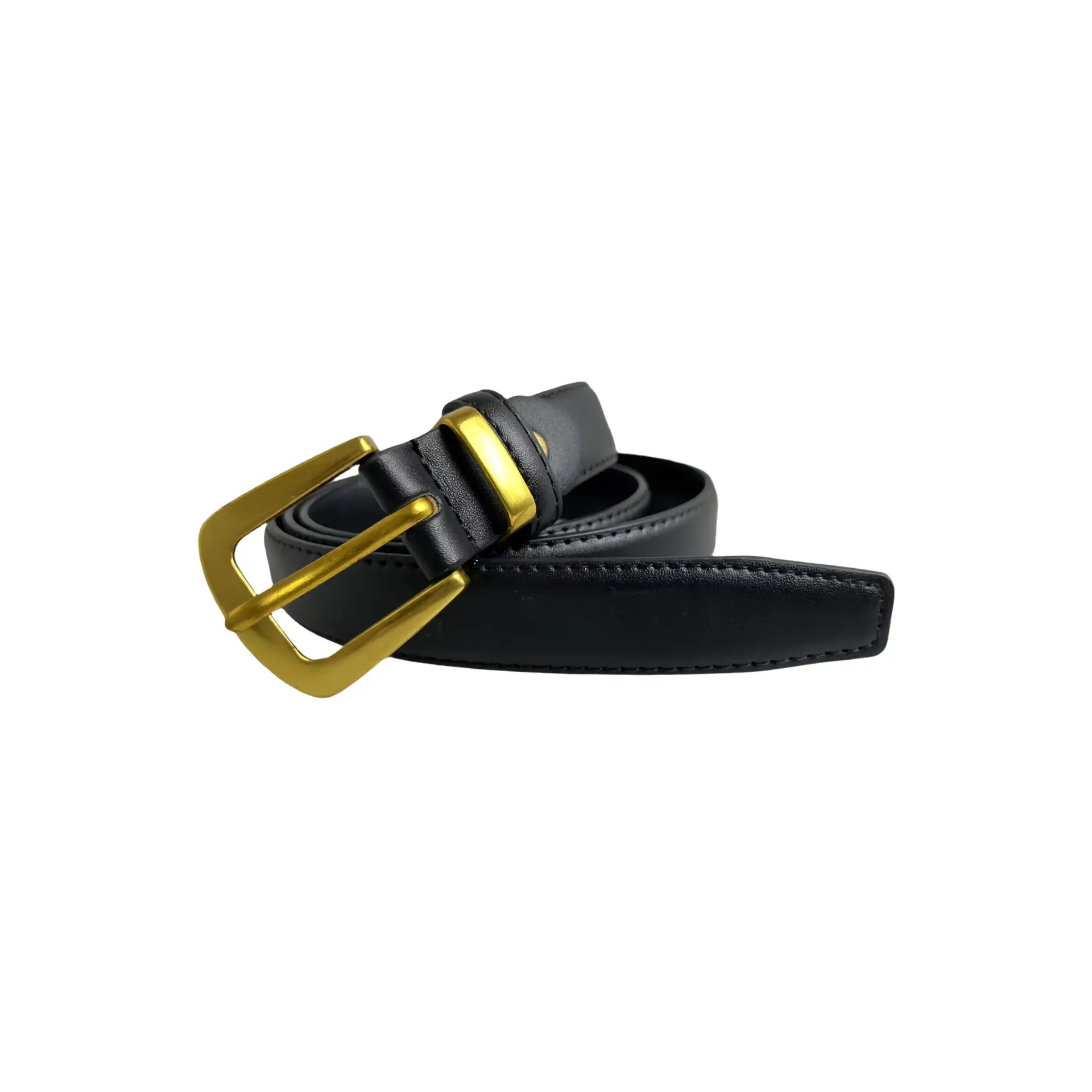 Women's Genuine Leather Pin Buckle Belt Black — feature 9
