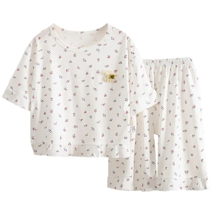 Children's Pajamas suit Summer New Girls' Boneless Modal Capri Pants Girls' Air-conditioning Clothing Home Clothes Children's Clothing