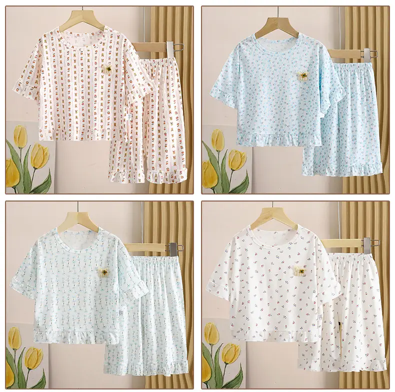 Children's Pajamas suit Summer New Girls' Boneless Modal Capri Pants Girls' Air-conditioning Clothing Home Clothes Children's Clothing — feature 15