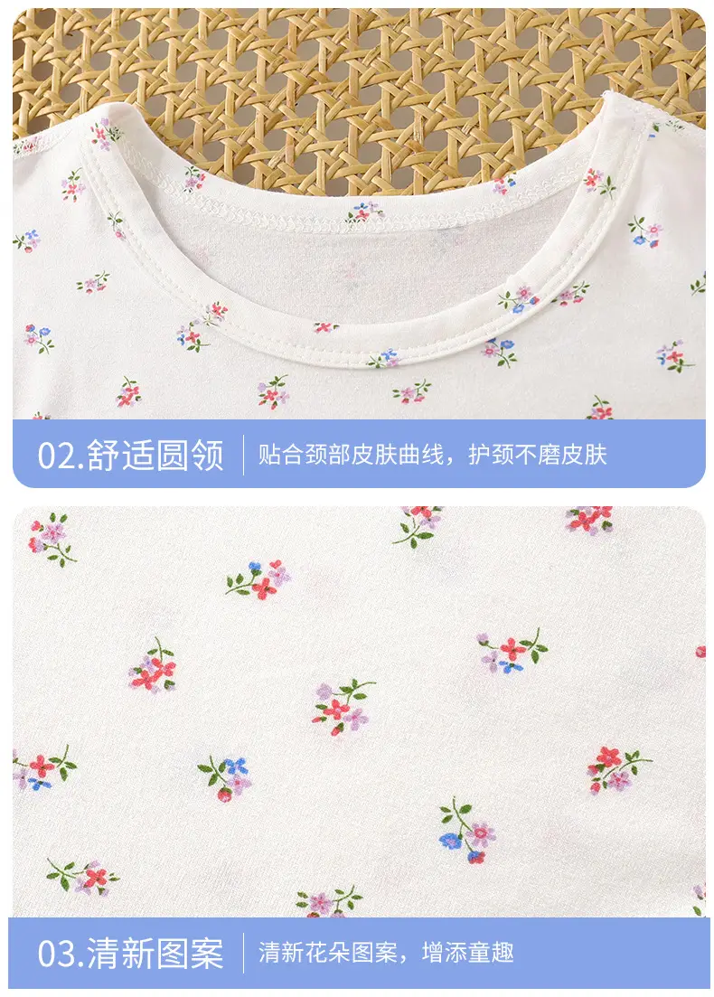 Children's Pajamas suit Summer New Girls' Boneless Modal Capri Pants Girls' Air-conditioning Clothing Home Clothes Children's Clothing — feature 17
