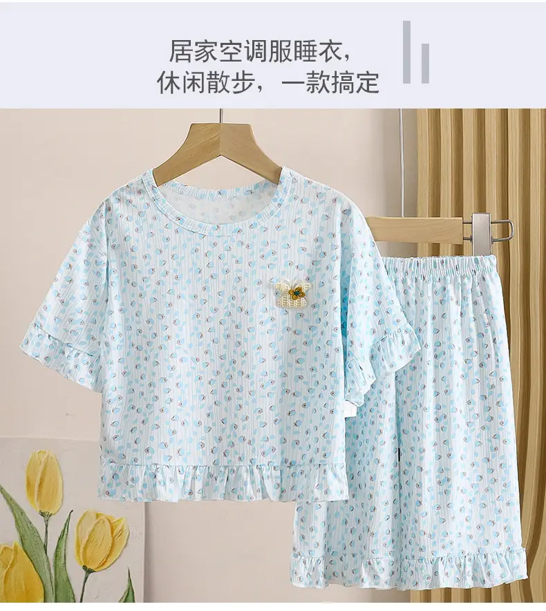 Children's Pajamas suit Summer New Girls' Boneless Modal Capri Pants Girls' Air-conditioning Clothing Home Clothes Children's Clothing — feature 4