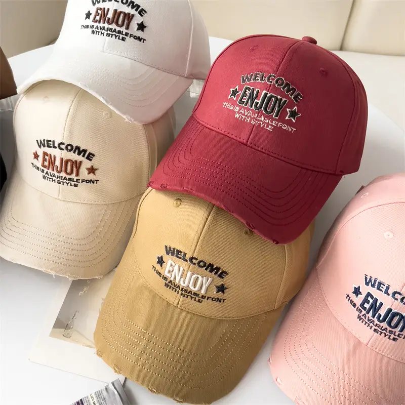Korean Style Embroidered Baseball Cap for Women Tan - Image 9
