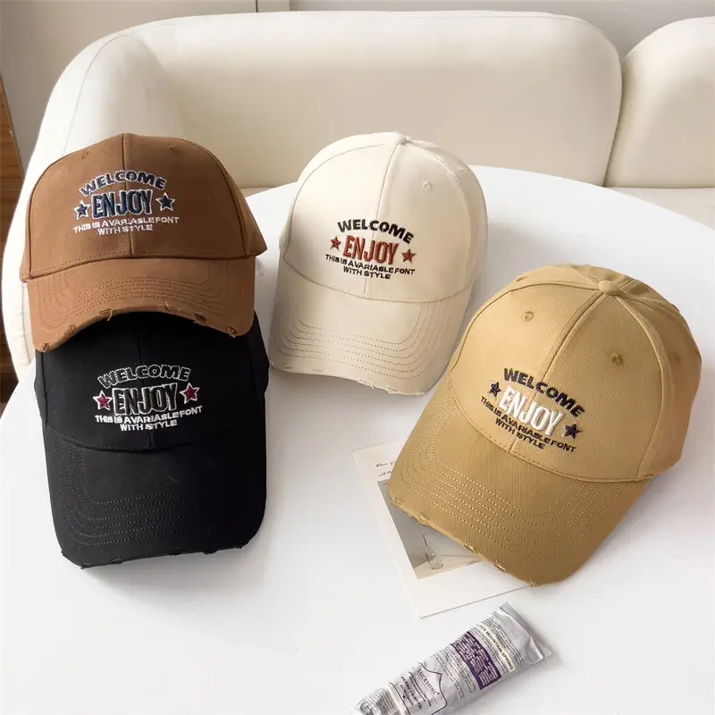Korean Style Embroidered Baseball Cap for Women Tan - Image 10