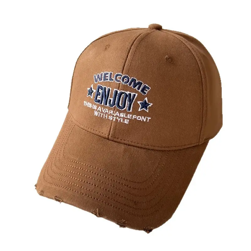 Korean Style Embroidered Baseball Cap for Women Tan - Image 11