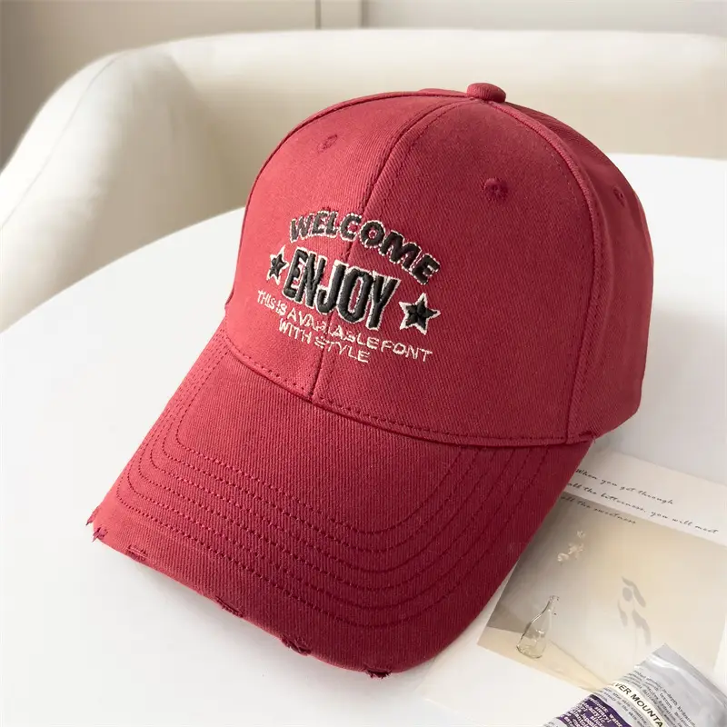 Korean Style Embroidered Baseball Cap for Women Tan - Image 5